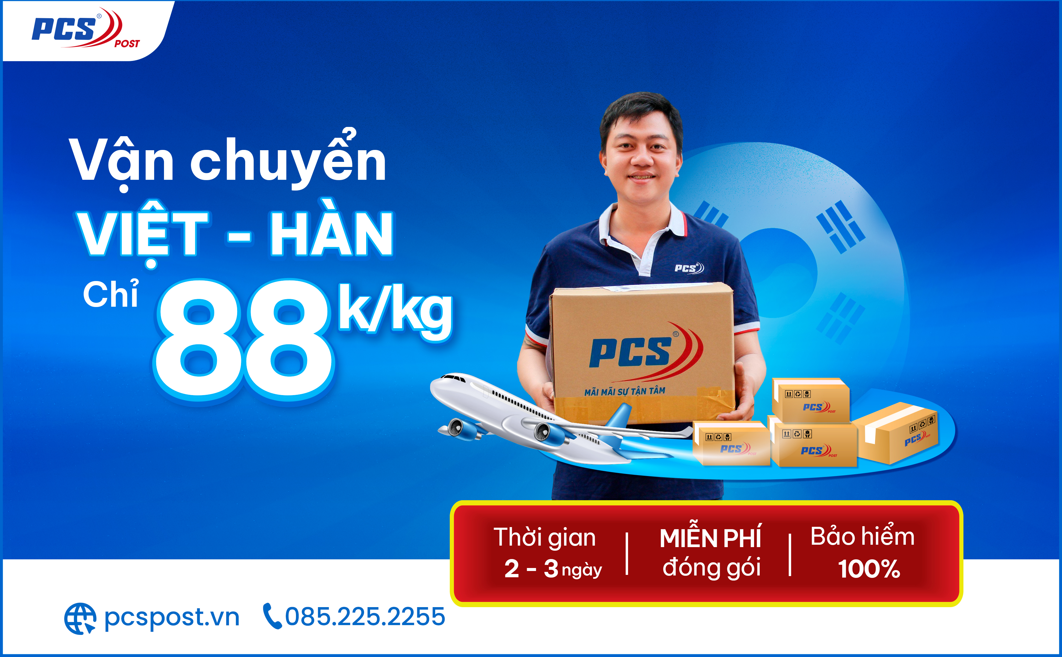 Ưu đãi cước vận chuyển hàng Việt Hàn chỉ 88k/kg