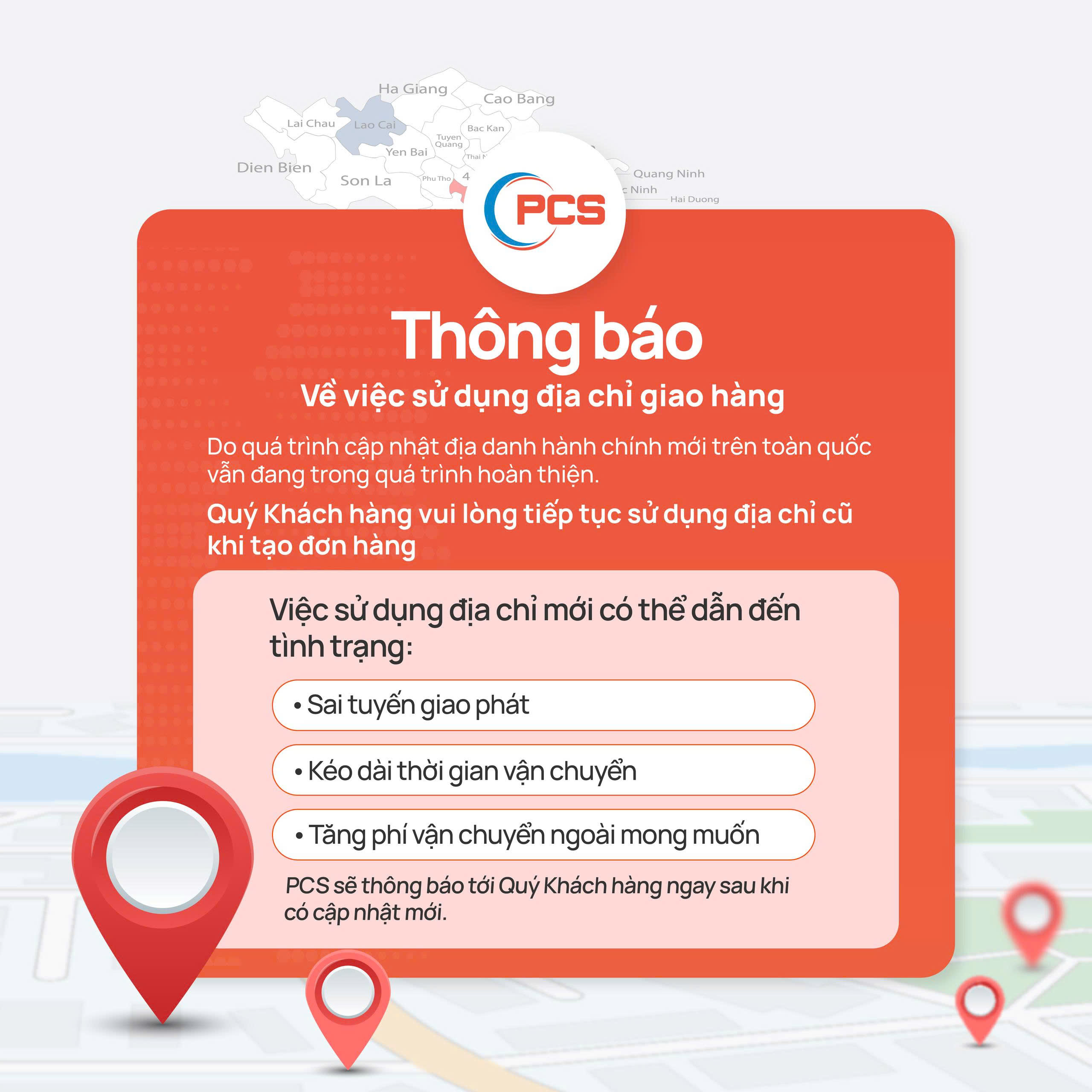 Thông báo địa chỉ giao hàng