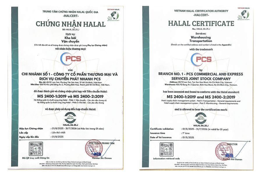 Halal logistics certification of PCS Logistics