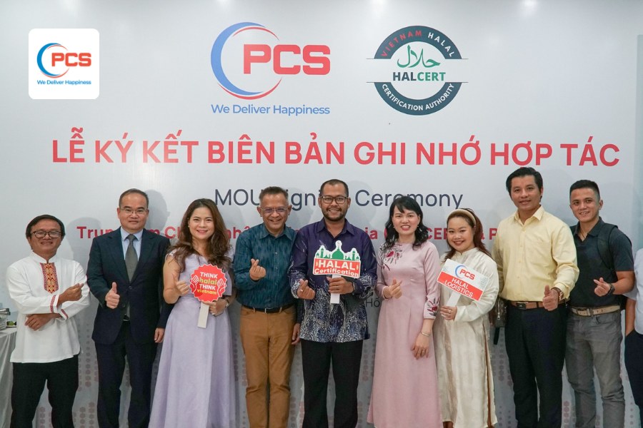 Lễ k&yacute; kết bi&ecirc;n bản hợp t&aacute;c giữa PCS Logistics v&agrave; Trung t&acirc;m Halcert