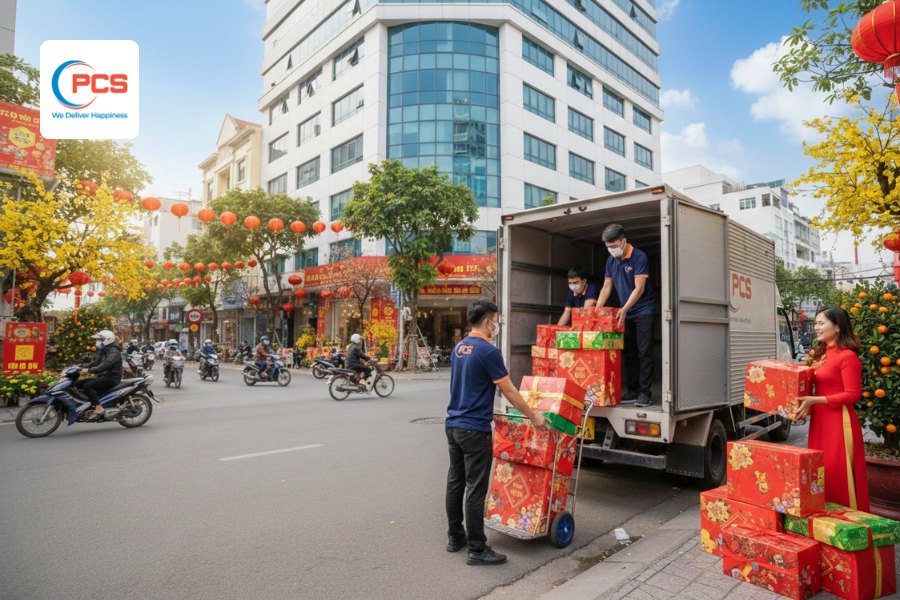 PCS Logistics đ&oacute;ng g&oacute;i h&agrave;ng h&oacute;a qu&agrave; tết chuy&ecirc;n nghiệp trước khi gửi h&agrave;ng
