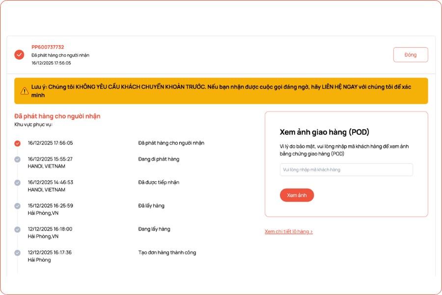 Hệ thống PCS Logistics cung cấp thông tin hình ảnh giao hàng, chi tiết lô hàng Hệ thống PCS Logistics cung cấp thông tin hình ảnh giao hàng, chi tiết lô hàng
