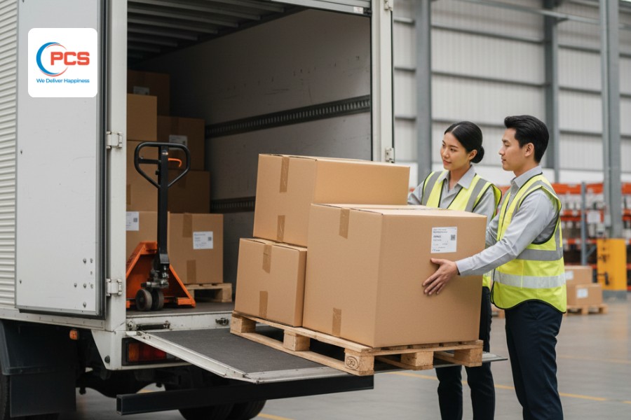 Chặng giao h&agrave;ng nội địa trong dịch vụ Airport to Door tại PCS Logistics.