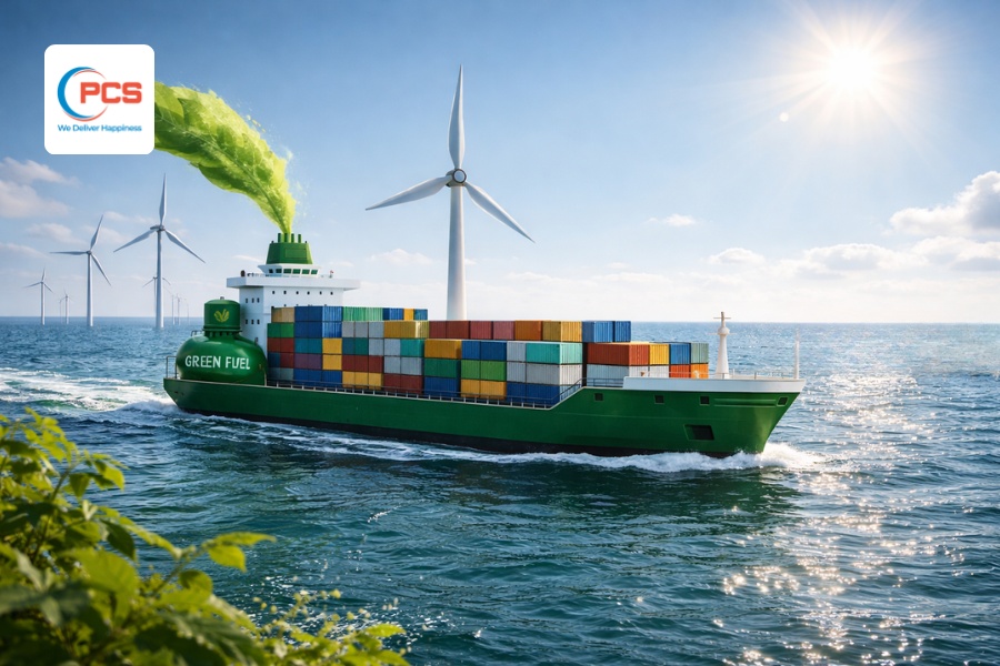 Lượng ph&aacute;t thải CO2 khi chuyển h&agrave;ng bằng t&agrave;u thấp hơn m&aacute;y bay