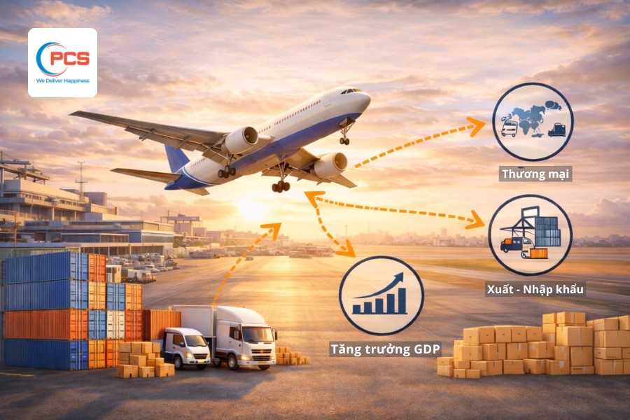 Vận chuyển h&agrave;ng kh&ocirc;ng gi&aacute;n tiếp đ&oacute;ng g&oacute;p trong việc ph&aacute;t triển kinh tế