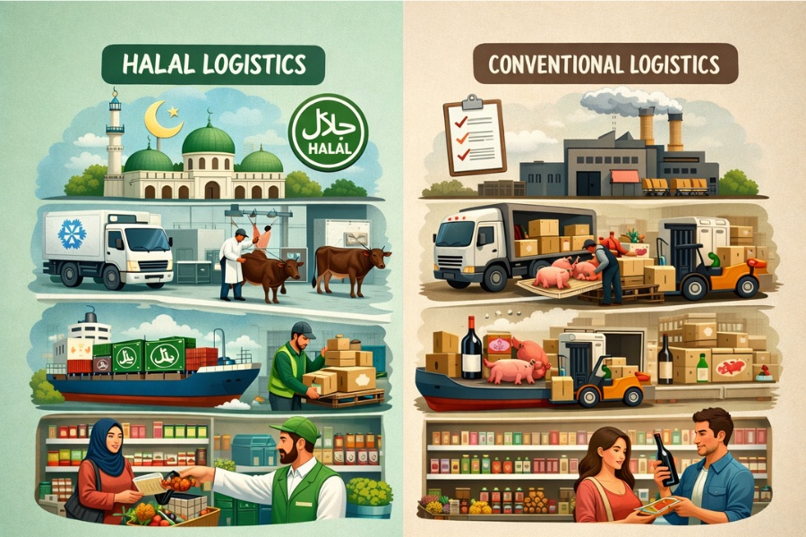 Halal Logistics kh&aacute;c biệt so với Logistics th&ocirc;ng thường
