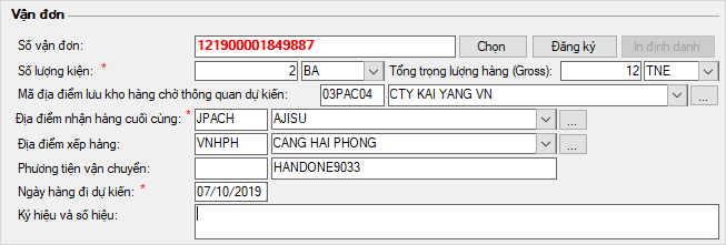 Nhập th&ocirc;ng tin vận đơn