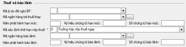 Th&ocirc;ng tin thuế v&agrave; bảo l&atilde;nh