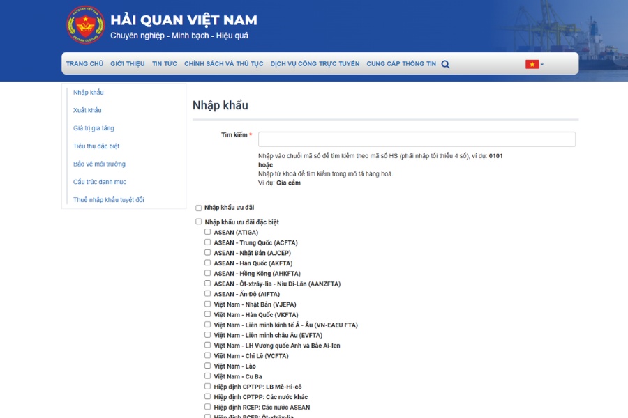 Tra cứu m&atilde; HS online tr&ecirc;n cổng th&ocirc;ng tin điện tử của H&agrave;i Quan Việt Nam