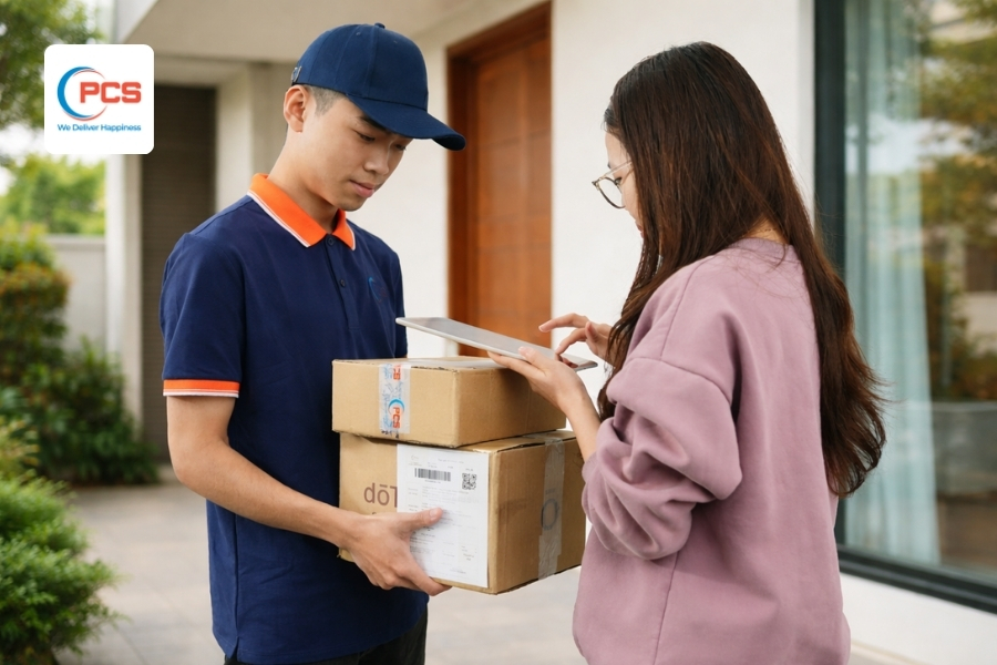 Thủ tục nhận h&agrave;ng tại nh&agrave; khi sử dụng dịch vụ chuyển ph&aacute;t nhanh của PCS Logistics