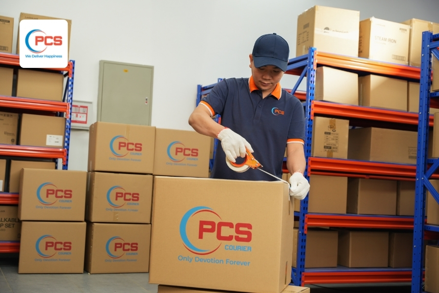 Quy tr&igrave;nh đ&oacute;ng g&oacute;i h&agrave;ng h&oacute;a đ&uacute;ng quy tắc với từng ph&acirc;n loại h&agrave;ng h&oacute;a tại PCS Logistics
