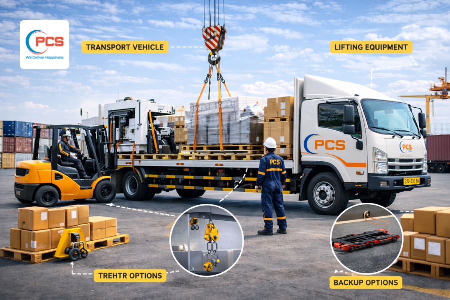 Chuẩn bị sẵn c&aacute;c thiết bị ph&ugrave; hợp để qu&aacute; tr&igrave;nh vận chuyển kh&ocirc;ng bị gi&aacute;n đoạn