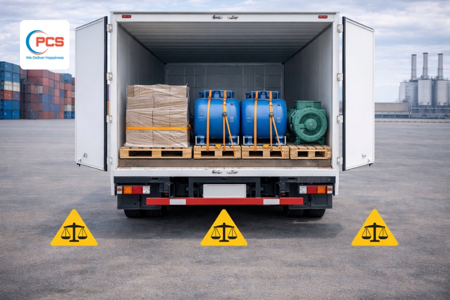 Cần sắp xếp h&agrave;ng h&oacute;a tr&ecirc;n xe c&acirc;n bằng để tr&aacute;nh rủi ro x&ocirc; lệch g&acirc;y ra hỏng h&oacute;c