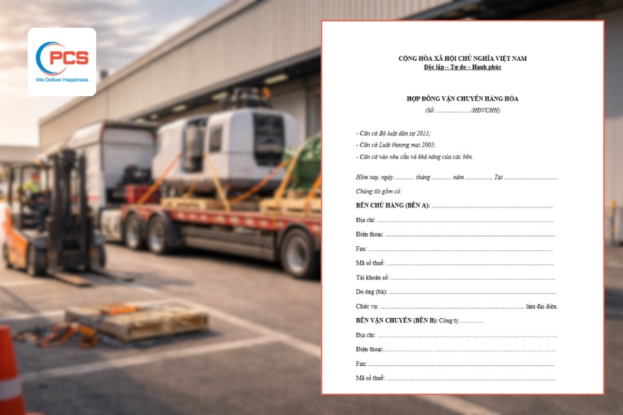 Mẫu hợp đồng vận chuyển m&aacute;y m&oacute;c tham khảo