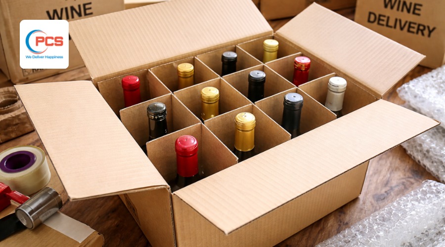 Khi đ&oacute;ng th&ugrave;ng rượu cần cố định v&agrave; ngăn c&aacute;ch c&aacute;c sản phẩm, tr&aacute;nh va đập dẫn đến vỡ hỏng trong qu&aacute; tr&igrave;nh vận chuyển