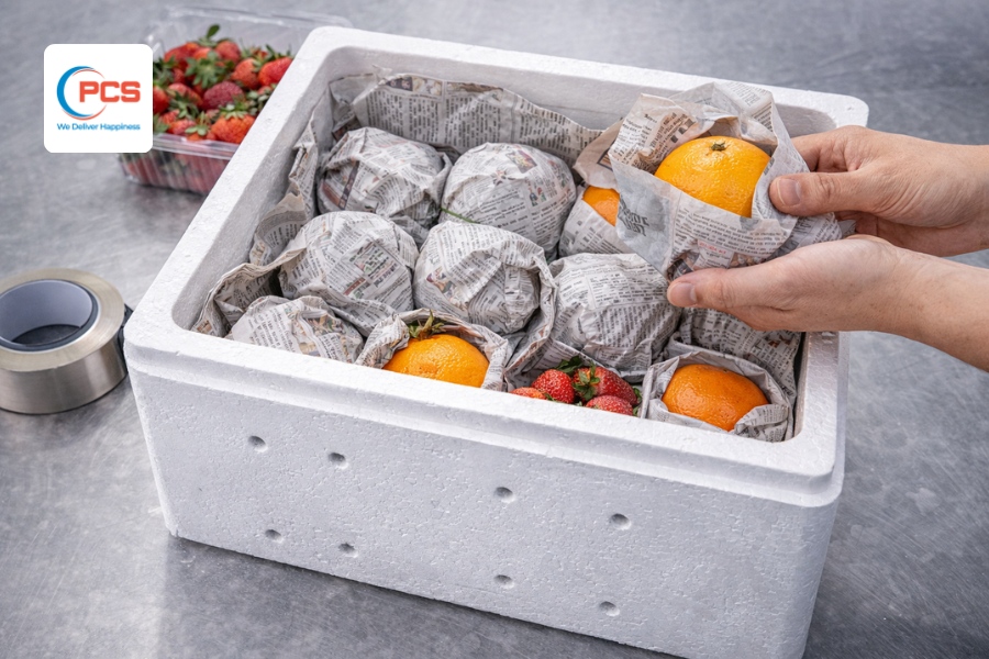 Đ&oacute;ng g&oacute;i hoa quả tươi cần đảm bảo tr&aacute;nh va đập v&agrave; tho&aacute;t hơi tốt