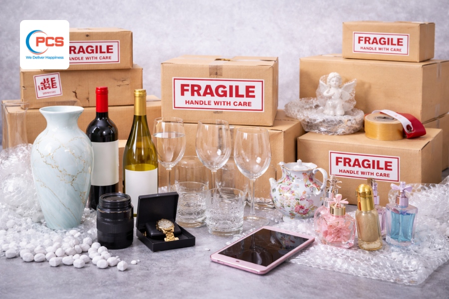 Nh&oacute;m c&aacute;c mặt h&agrave;ng dễ vỡ cần c&oacute; quy tr&igrave;nh đ&oacute;ng g&oacute;i, ch&egrave;n l&oacute;t kỹ lưỡng tr&aacute;nh va đập g&acirc;y ra hỏng h&oacute;c