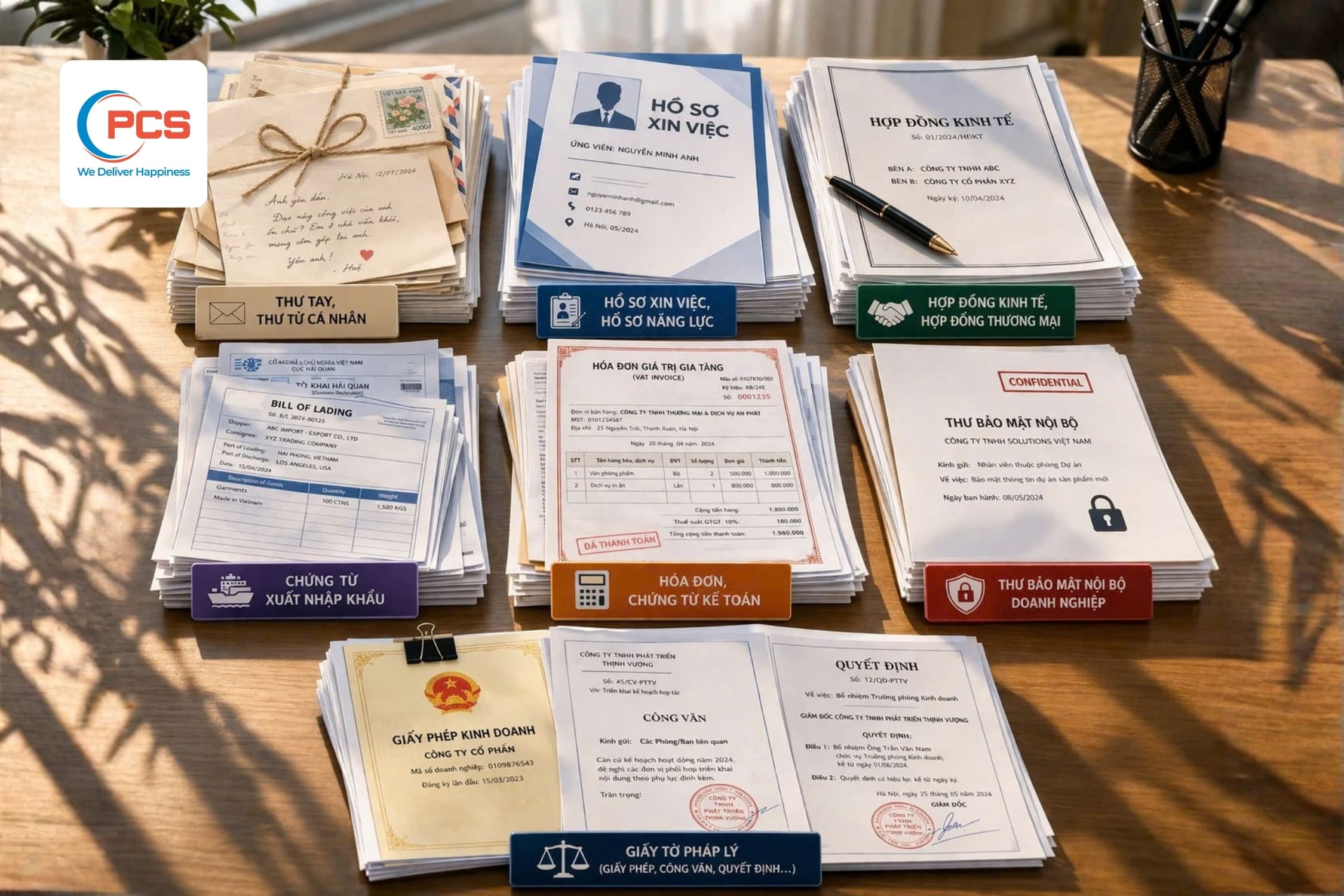 PCS Logistics nhận vận chuyển c&aacute;c loại giấy tờ, chứng từ, hồ sơ cho doanh nghiệp