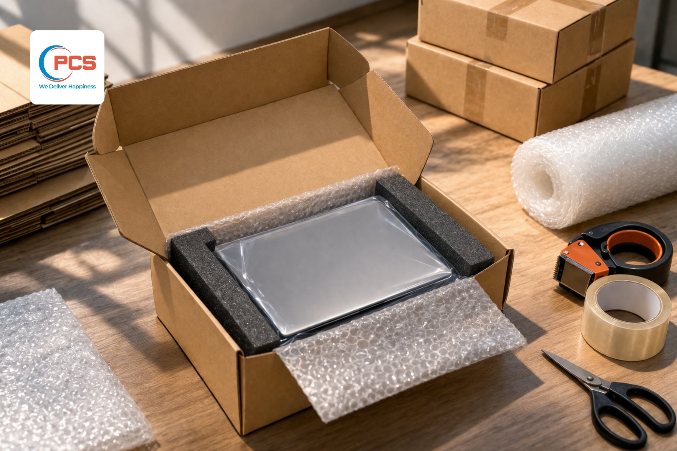 Hướng dẫn đ&oacute;ng g&oacute;i laptop gửi chuyển ph&aacute;t nhanh an to&agrave;n