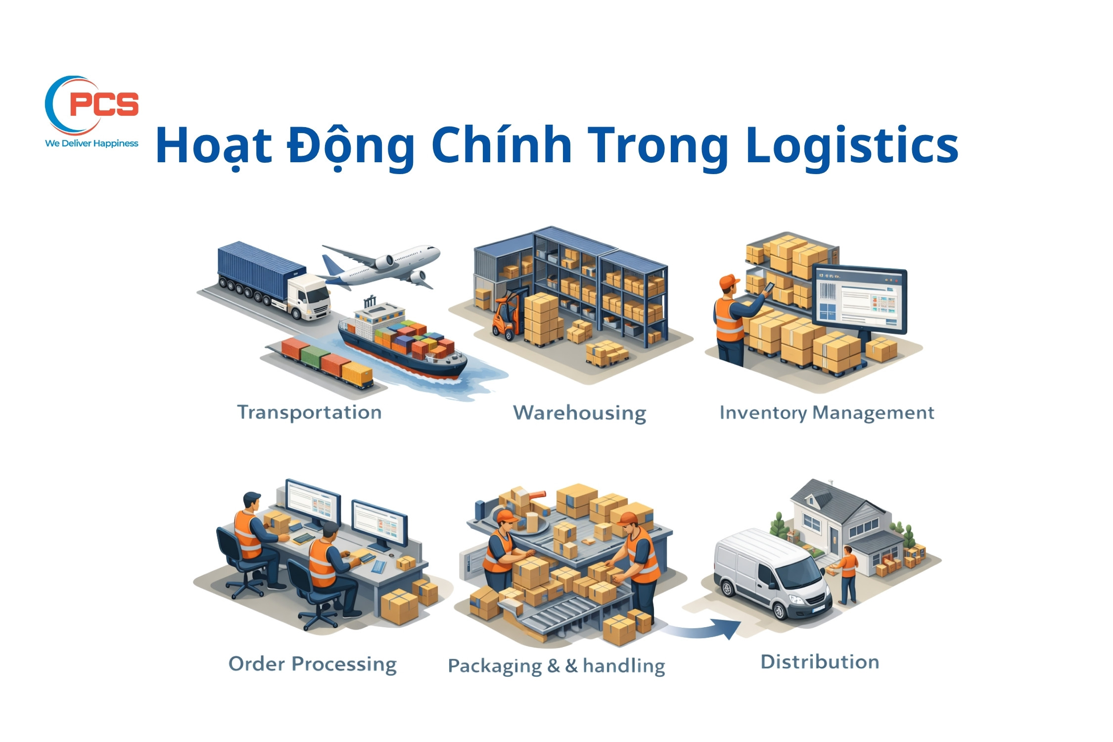 Các hoạt động chính trong logistics liên kết thành quy trình xuyên suốt. Các hoạt động chính trong logistics liên kết thành quy trình xuyên suốt.