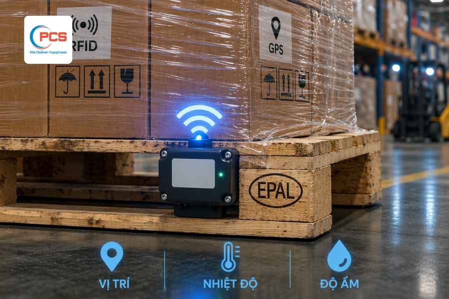 Quản l&yacute; pallet th&ocirc;ng minh gi&uacute;p theo d&otilde;i vị tr&iacute;, nhiệt độ v&agrave; độ ẩm h&agrave;ng h&oacute;a theo thời gian thực&nbsp;