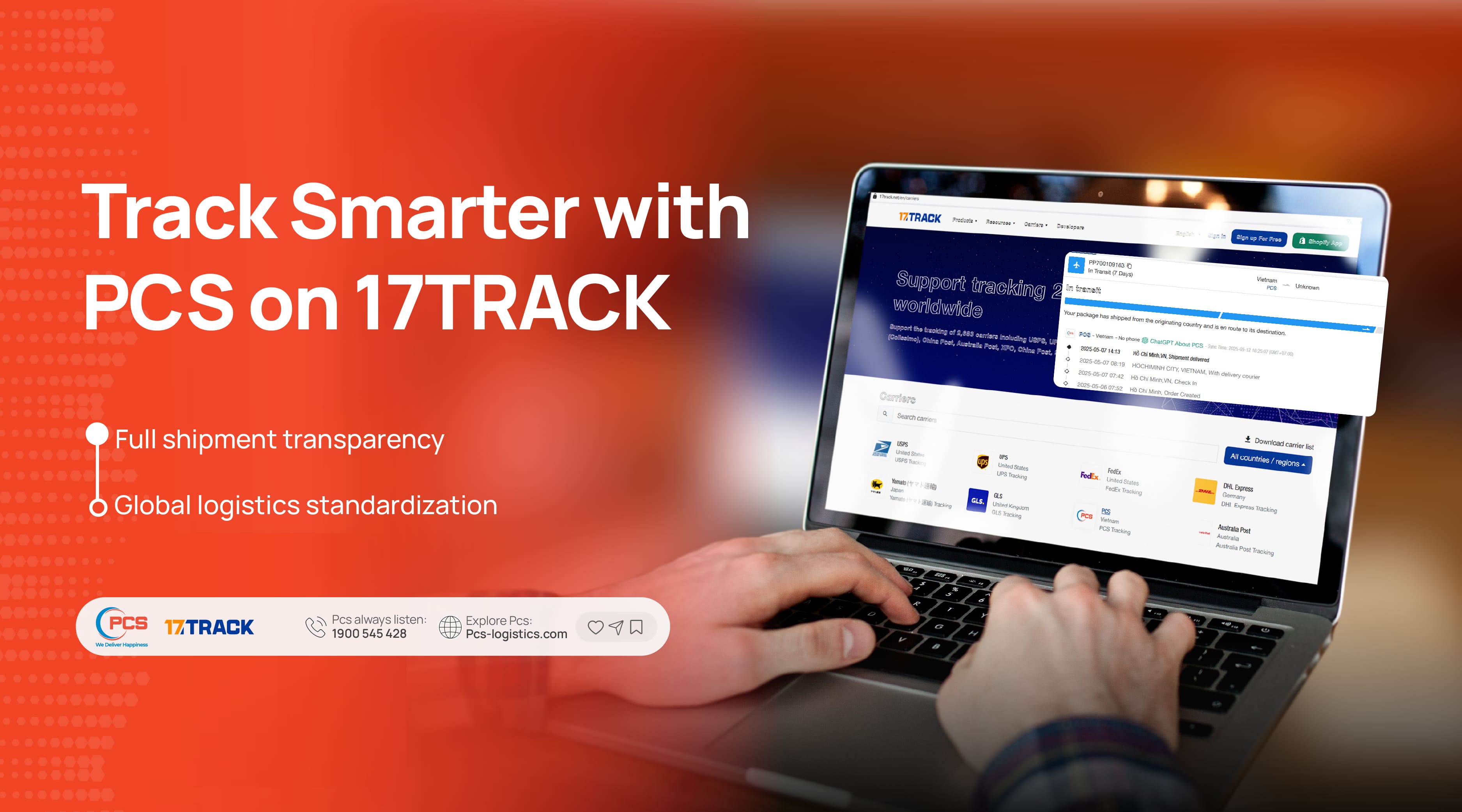 PCS Logistics t&iacute;ch hợp 17TRACK: N&acirc;ng cao trải nghiệm tra cứu đơn h&agrave;ng to&agrave;n cầu