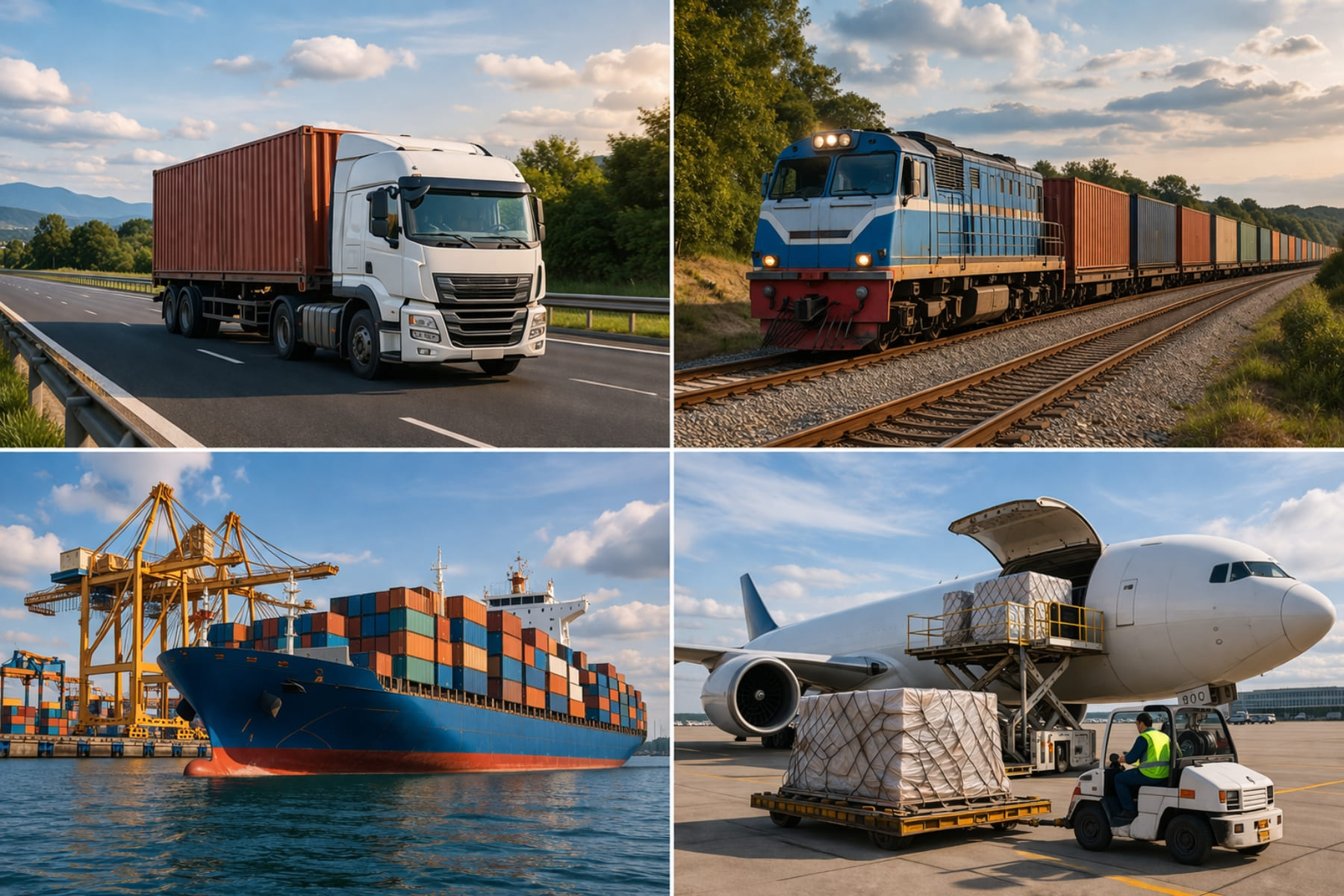 C&oacute; 4 phương thức vận tải ch&iacute;nh ph&ugrave; hợp với loại h&agrave;ng h&oacute;a v&agrave; mục đ&iacute;ch vận chuyển kh&aacute;c nhau