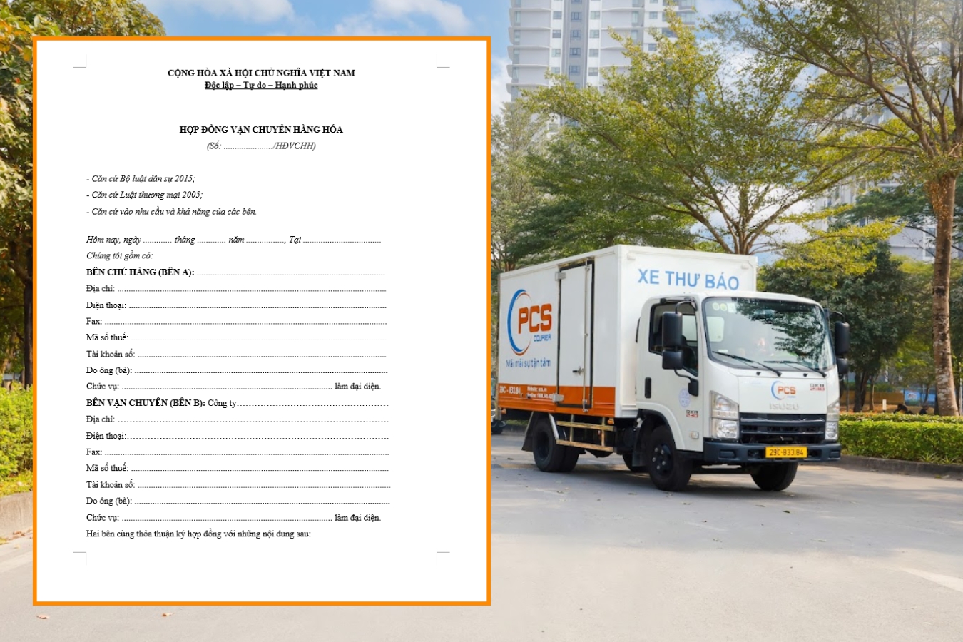 mẫu hợp đồng vận chuyển h&agrave;ng h&oacute;a