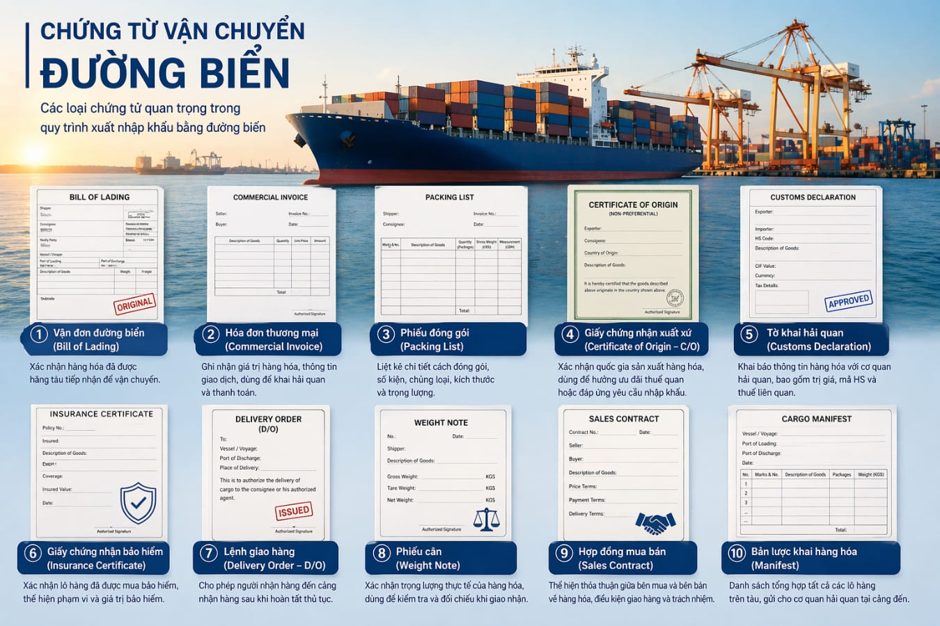 Tổng hợp c&aacute;c loại chứng từ vận tải đường biển quan trọng