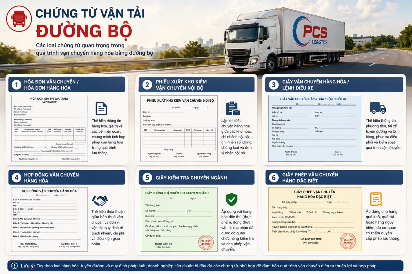 Tổng hợp c&aacute;c loại chứng từ vận chuyển đường bộ