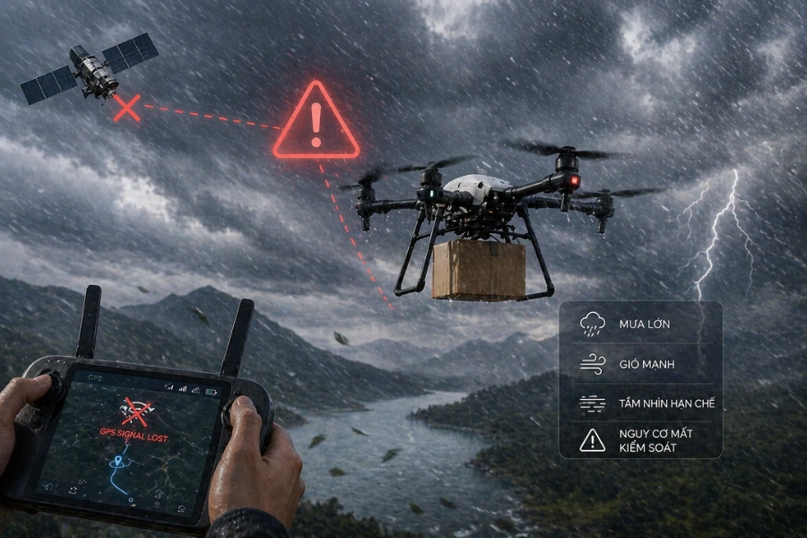 Drone cũng bị hạn chế trong điều kiện thời tiết xấu