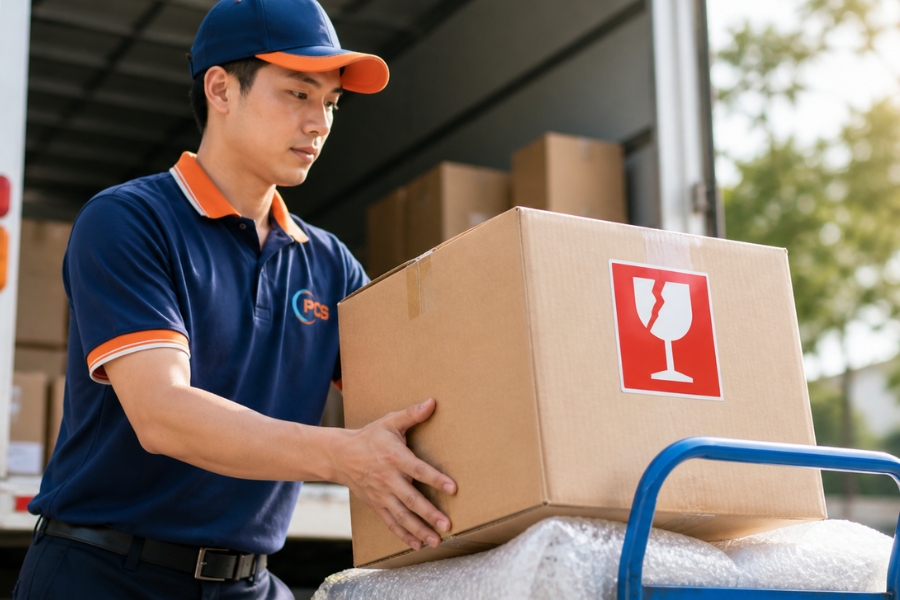 pcs logistics hỗ trợ lấy h&agrave;ng tận nơi v&agrave; đ&oacute;ng g&oacute;i cẩn thận trước khi vận chuyển