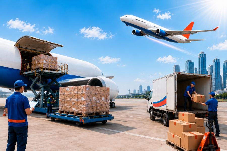 Vận chuyển h&agrave;ng h&oacute;a bằng m&aacute;y bay c&oacute; ccầu gấp về mặt thời gian
