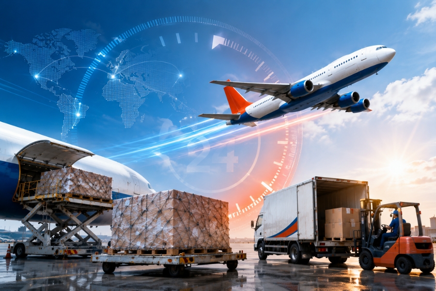 Thời gian vận chuyển h&agrave;ng h&oacute;a bằng m&aacute;y bay trong nước phụ thuộc v&agrave;o nhiều yếu tố.