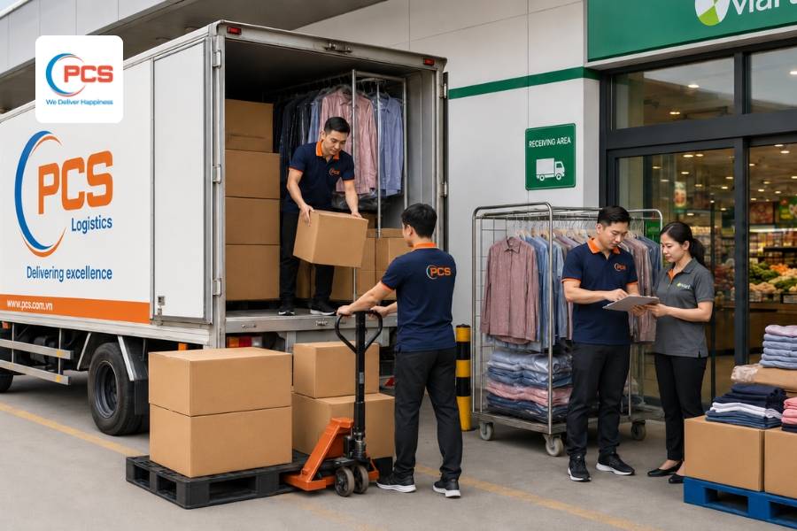 PCS Logisitics cung cấp dịch vụ lưu kho kết hợp giao h&agrave;ng thời trang v&agrave;o hệ thống si&ecirc;u thị tổng hợp