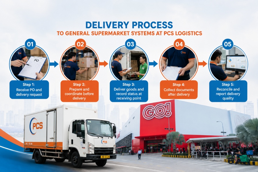 PCS Logistics&rsquo; supermarket delivery process is optimized to minimize errors and reduce the risk of delayed goods receiving.
