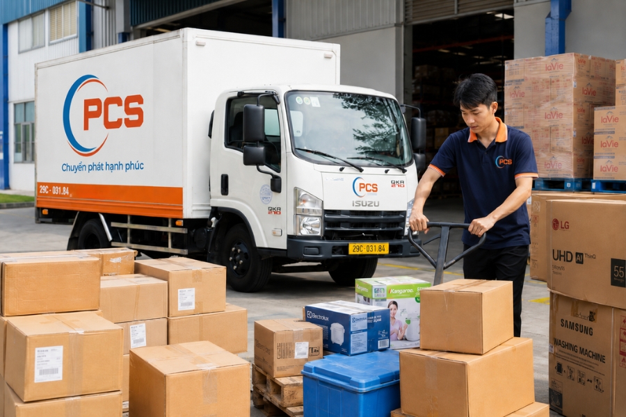 PCS Logistics hỗ trợ lấy v&agrave; giao h&agrave;ng tận nơi tại S&agrave;i g&ograve;n v&agrave; Cần thơ