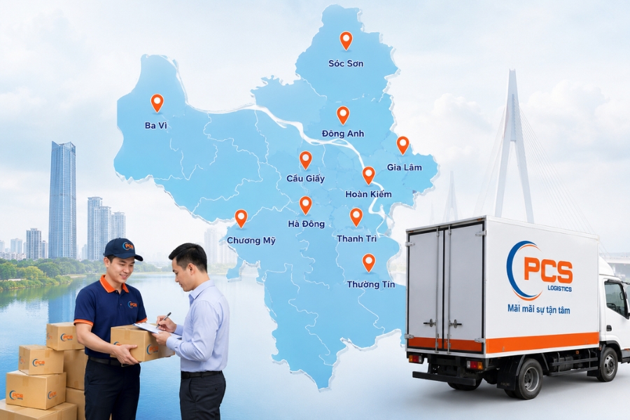 PCS Logistics hỗ trợ lấy v&agrave; giao h&agrave;ng tận nơi tại h&agrave; nội v&agrave; quảng ng&atilde;i