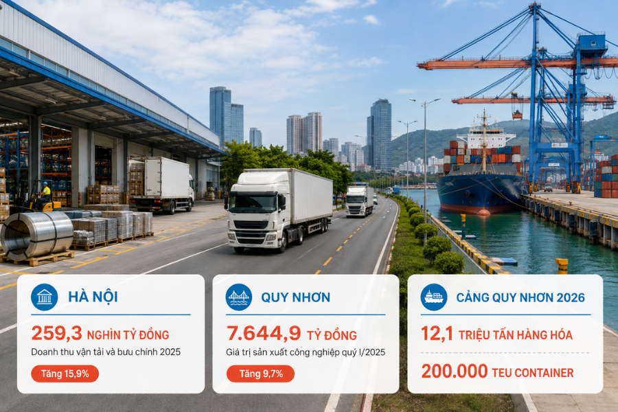 Nhu cầu vận chuyển Hà Nội – Quy Nhơn tăng cùng hoạt động sản xuất và phân phối. Nhu cầu vận chuyển Hà Nội – Quy Nhơn tăng cùng hoạt động sản xuất và phân phối.