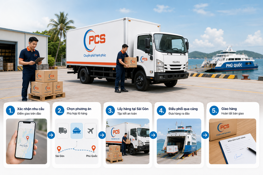 Quy trình vận chuyển Sài Gòn - Phú Quốc được phối hợp chặt chẽ từ nhận hàng, trung chuyển đến giao tận nơi. Quy trình vận chuyển Sài Gòn - Phú Quốc được phối hợp chặt chẽ từ nhận hàng, trung chuyển đến giao tận nơi.