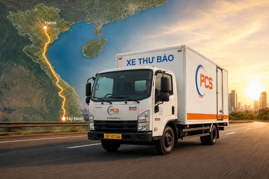 PCS Logistics vận chuyển h&agrave;ng H&agrave; Nội - T&acirc;y Ninh theo quy tr&igrave;nh giao thẳng, từ nhận h&agrave;ng đến giao tận nơi.