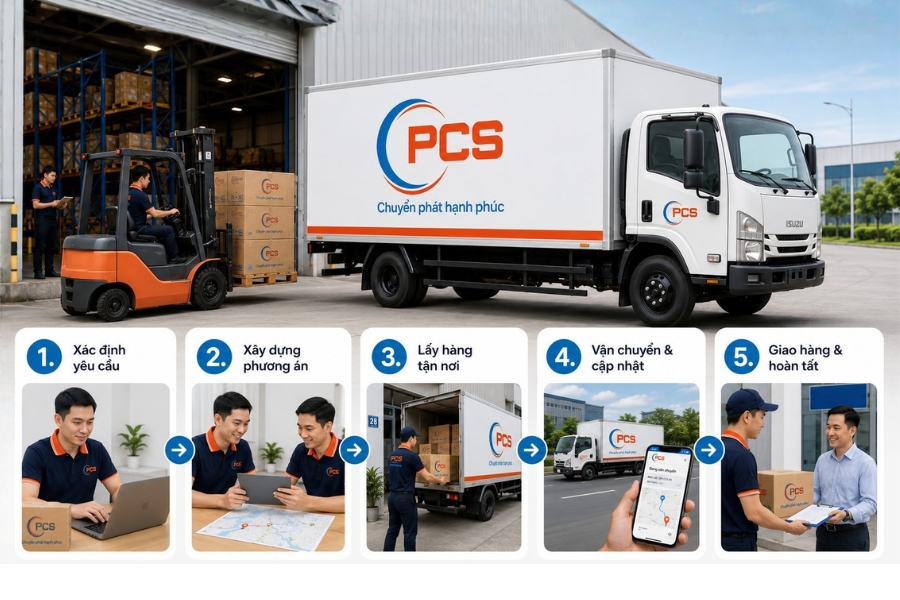 PCS Logistics kiểm so&aacute;t từng kh&acirc;u vận chuyển, từ tiếp nhận h&agrave;ng đến ho&agrave;n tất giao nhận H&agrave; Nội - C&agrave; Mau.&nbsp;