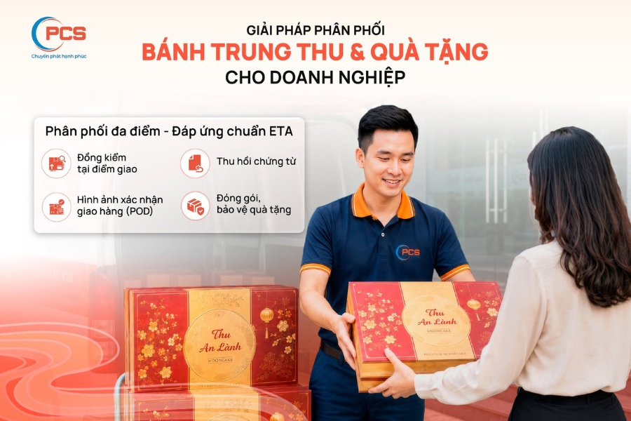 PCS Logistics hỗ trợ điều chuyển b&aacute;nh trung thu từ nh&agrave; m&aacute;y đến kho v&ugrave;ng, trung t&acirc;m ph&acirc;n phối v&agrave; nh&agrave; ph&acirc;n phối tr&ecirc;n to&agrave;n quốc.