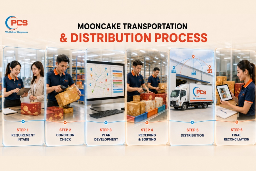 PCS Logistics follows a clearly defined mooncake distribution process, controlling schedules, quantities and documentation at every delivery point