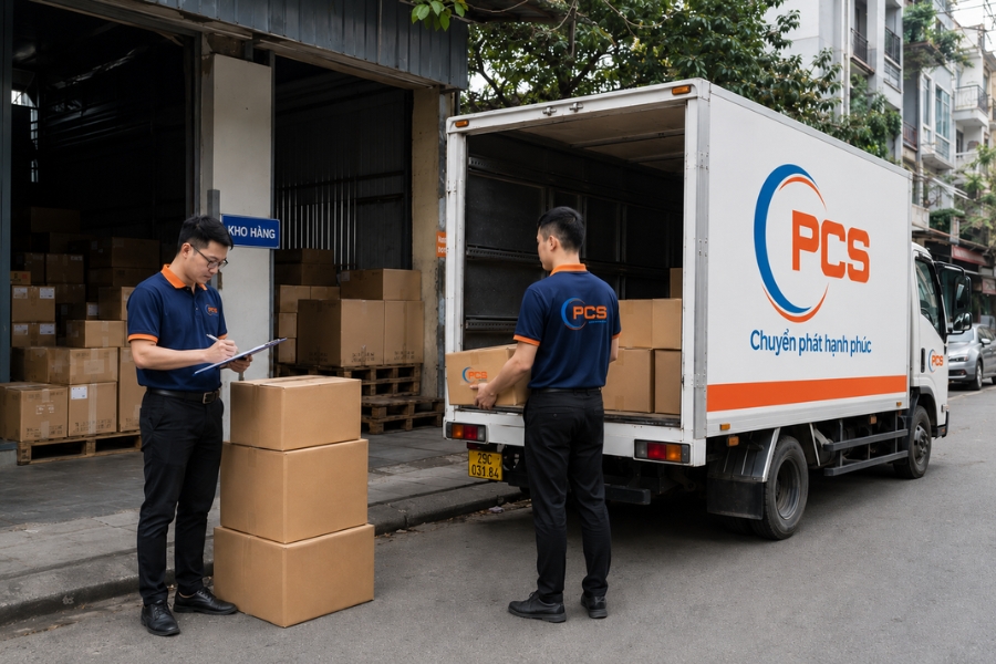 PCS Logistics giao nhận h&agrave;ng S&agrave;i G&ograve;n &ndash; Th&aacute;i B&igrave;nh đến KCN Li&ecirc;n H&agrave; Th&aacute;i, Tiền Hải v&agrave; c&aacute;c nh&agrave; m&aacute;y, kho xưởng, điểm ph&acirc;n phối.&nbsp;