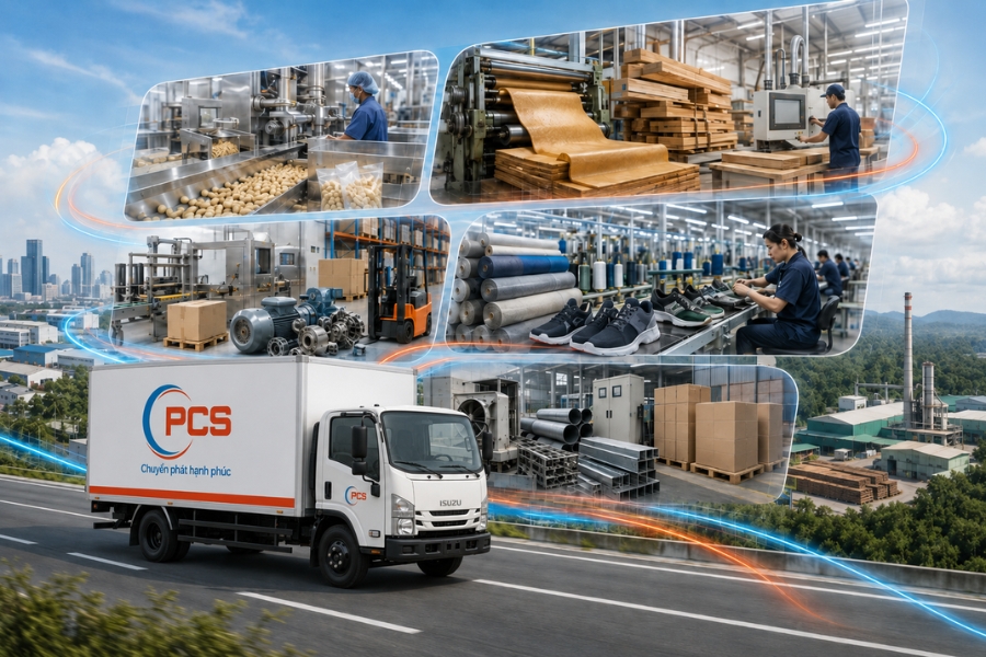PCS Logistics đáp ứng nhu cầu đa dạng doanh nghiệp từ sản xuất công nghiệp, dệt may, cơ khí đến thương mại, phân phối và bán lẻ. PCS Logistics đáp ứng nhu cầu đa dạng doanh nghiệp từ sản xuất công nghiệp, dệt may, cơ khí đến thương mại, phân phối và bán lẻ.