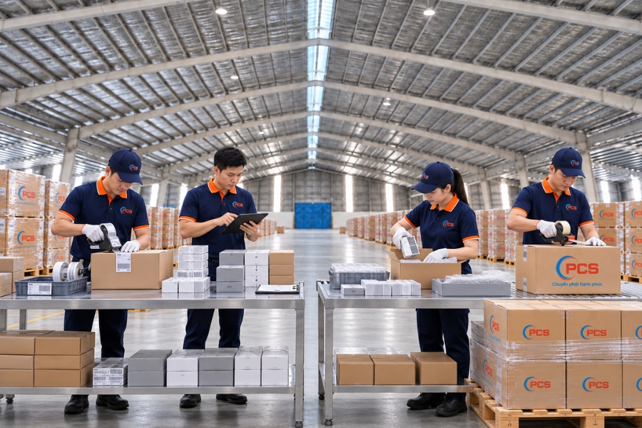PCS Logistics hỗ trợ xử lý, phân loại, đóng gói và hoàn thiện hàng hóa trước khi bàn giao. PCS Logistics hỗ trợ xử lý, phân loại, đóng gói và hoàn thiện hàng hóa trước khi bàn giao.